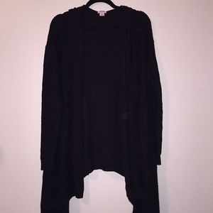 Hooded black knit cardigan